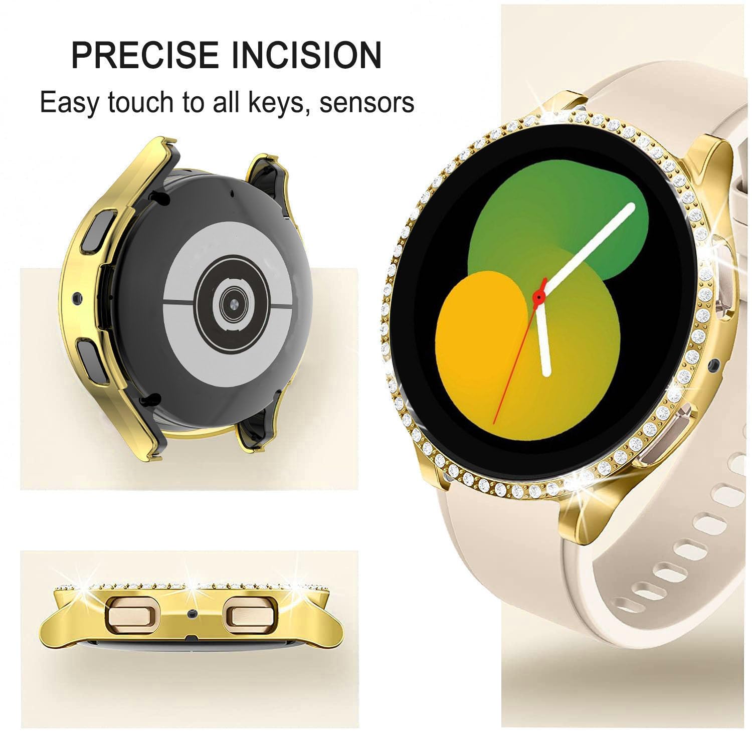 DEALELE Armband Kompatibel mit Samsung Galaxy Watch 7/5 / 4 40mm 44mm / FE 40mm / 5 Pro 45mm, 20mm Glitzer Diamant Metall Armbänder mit Schutzhülle Cover Ersatz für Damen Herren