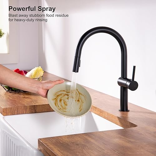 Miniatura 6 de Darnok 79721MB Luca - Grifo para fregadero de cocina con pulverizador extraíble, negro mate