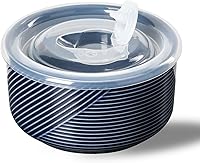 Vista 12 de Cuencos de cerámica con tapas: recipientes de almacenamiento de alimentos aptos para microondas de 20 onzas para sopa, ensalada, cereales, sobras