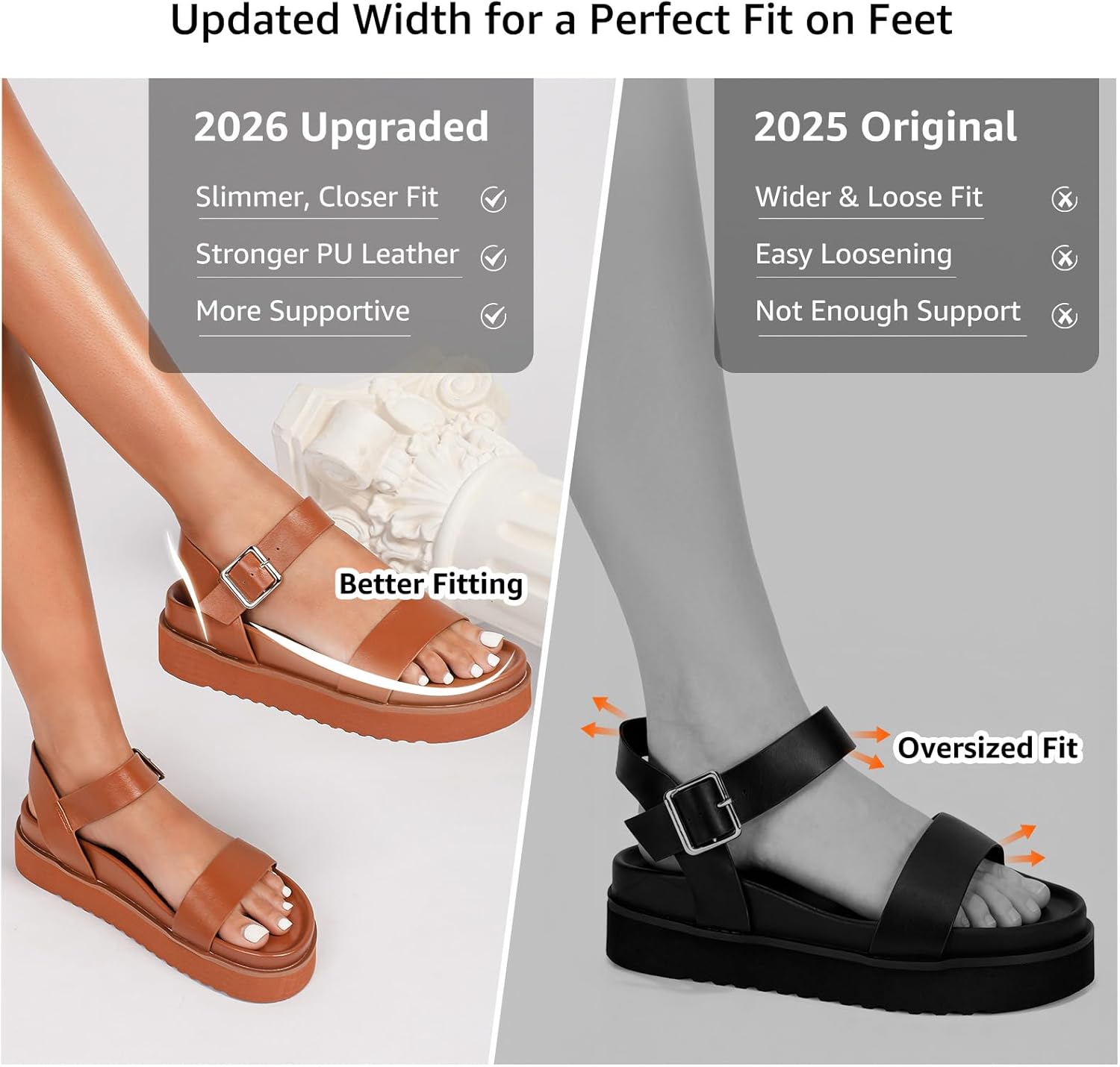 Yavero Womens Platform Sandals Open Toe Summer Sandals Low Wedge Sandals - Image 6