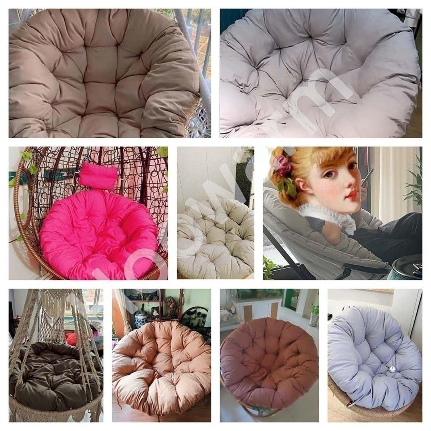 Coussin pour Fauteuil Papasan,Rond,Résistant Aux UV, Imperméable, Extérieur/Intérieur - Grand Coussin De Sol pour Meubles De Jardin Chaise De Balcon(Dark Grey,160cm)