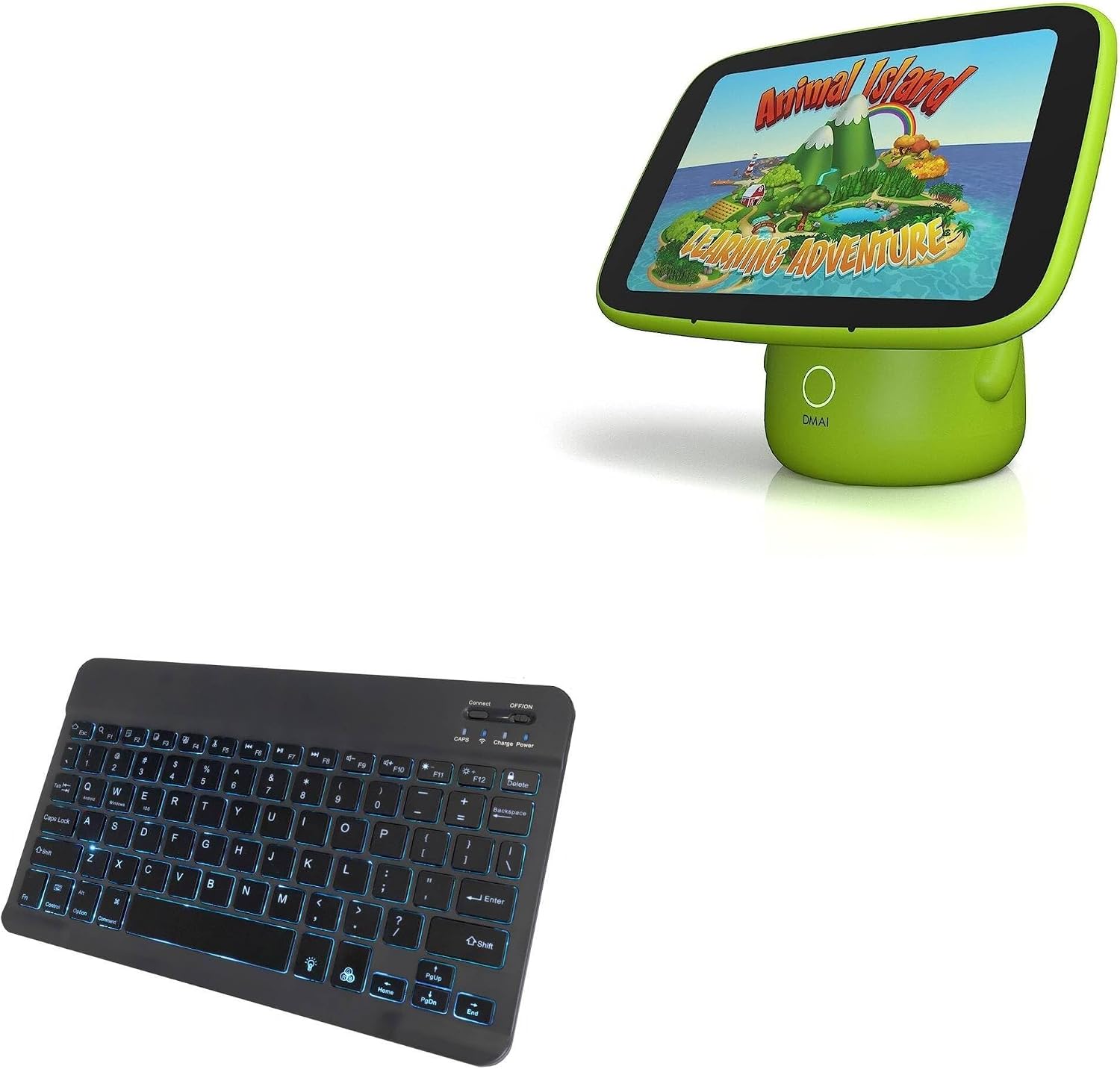 BoxWave Keyboard Compatible with ALILA Sit & Play Plus - SlimKeys Bluetooth Keyboard - with Backlight, Portable Slim LED 7 Colors - Jet Black