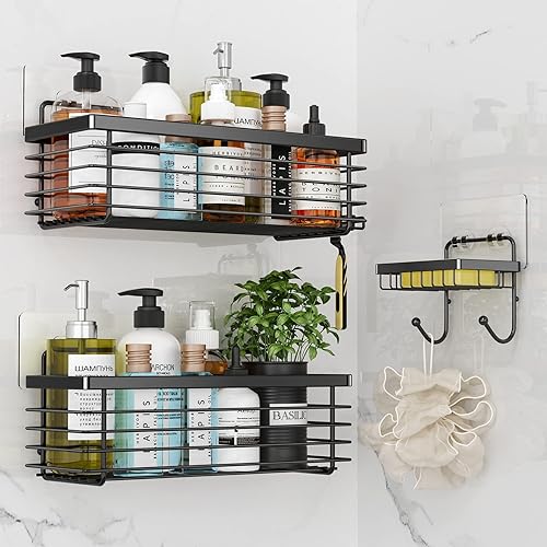 Miniatura 2 de ODesign Shower Caddy Shower Shelves Rack Rustproof Wall Mounted SUS304 Stainless Steel - Self Adhesive Caddy (Black)