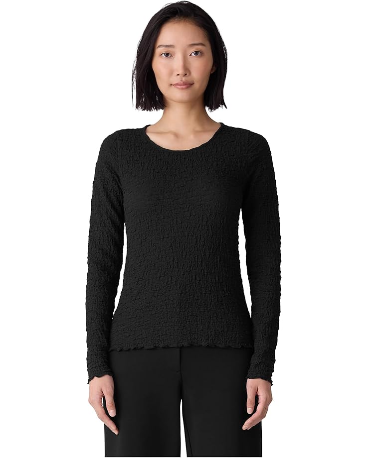 Eileen Fisher Bubble Jacquard Round Neck Top - Main View