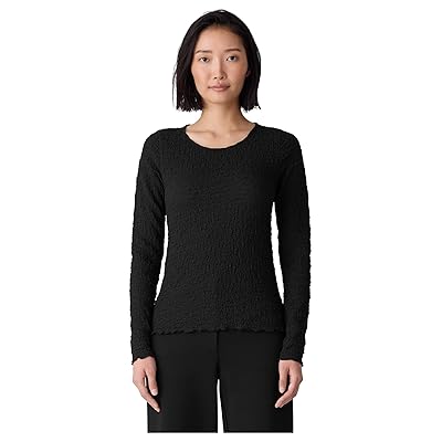 Eileen Fisher Bubble Jacquard Round Neck Top Women