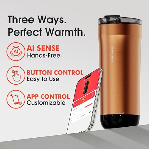 Miniatura 6 de VSITOO Taza de viaje térmica S5, 16 onzas, IA con detección automática calienta bebidas a 120-150F manos libres. Control de temperatura para todos
