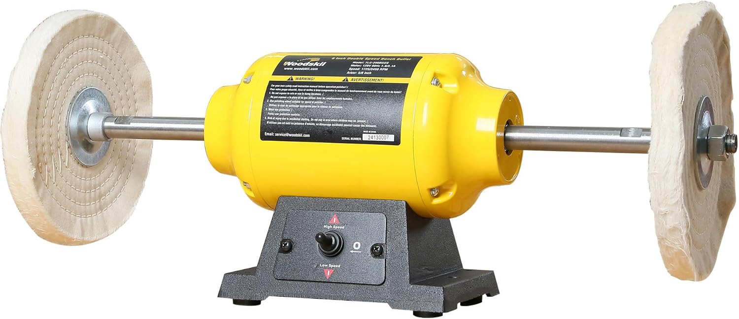 Dual Speed Bench Buffer Polisher 1.8/3.1A, 8 inch Jewelry Buffer Polisher Machine, 1725/3450 RPM Power Bench Polisher with 2 cotton Wheels for Jewelry, Metal, Wood, Jade, Knife, Plastic