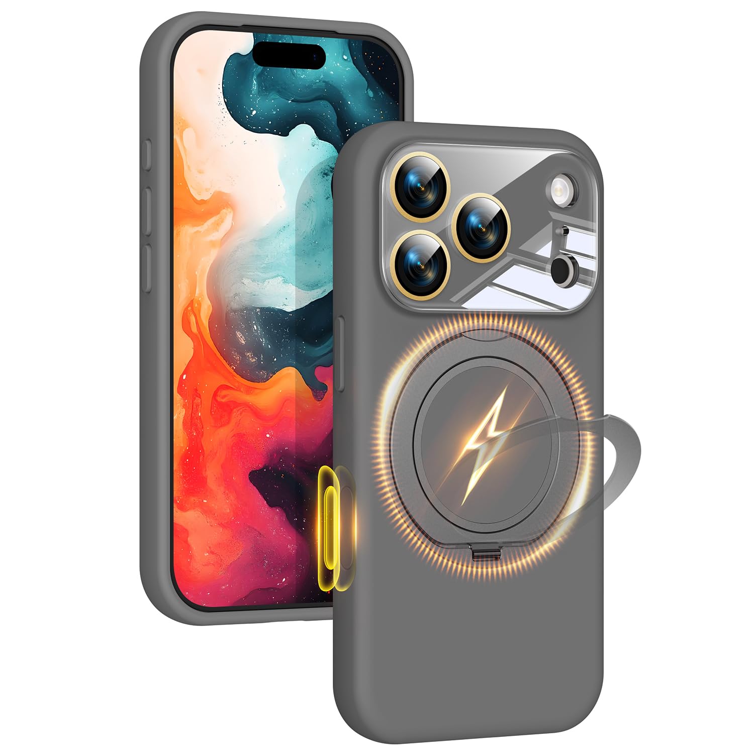 Silicone Case for iPhone 17 Pro Max with 360 Magnetic Stand Fit for MagSafe