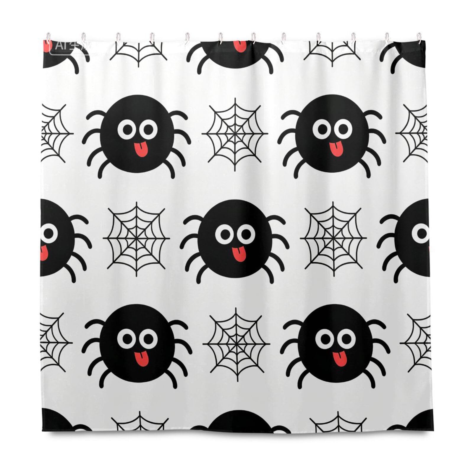 Rideaux en polyester noir de qualité supérieure avec œillets et motif araignée mignonne