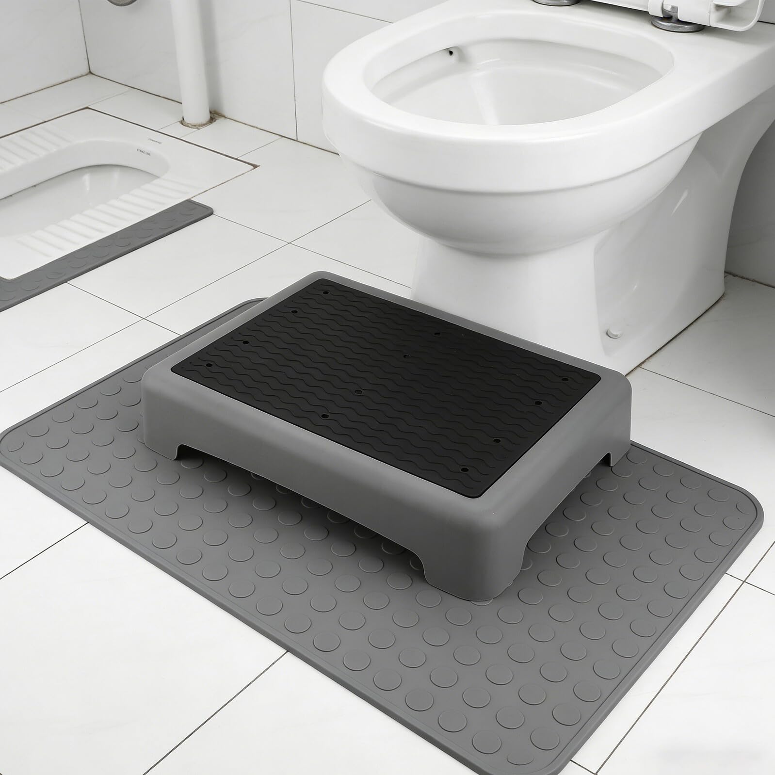 Badezimmerhocker 44x34cm Kunststoff Trittschemel rutschfest | Familienhaushalt und Öffentliche Wcs, Sichere Stütze für Senioren und Schwangere, Ergonomischer Komfort