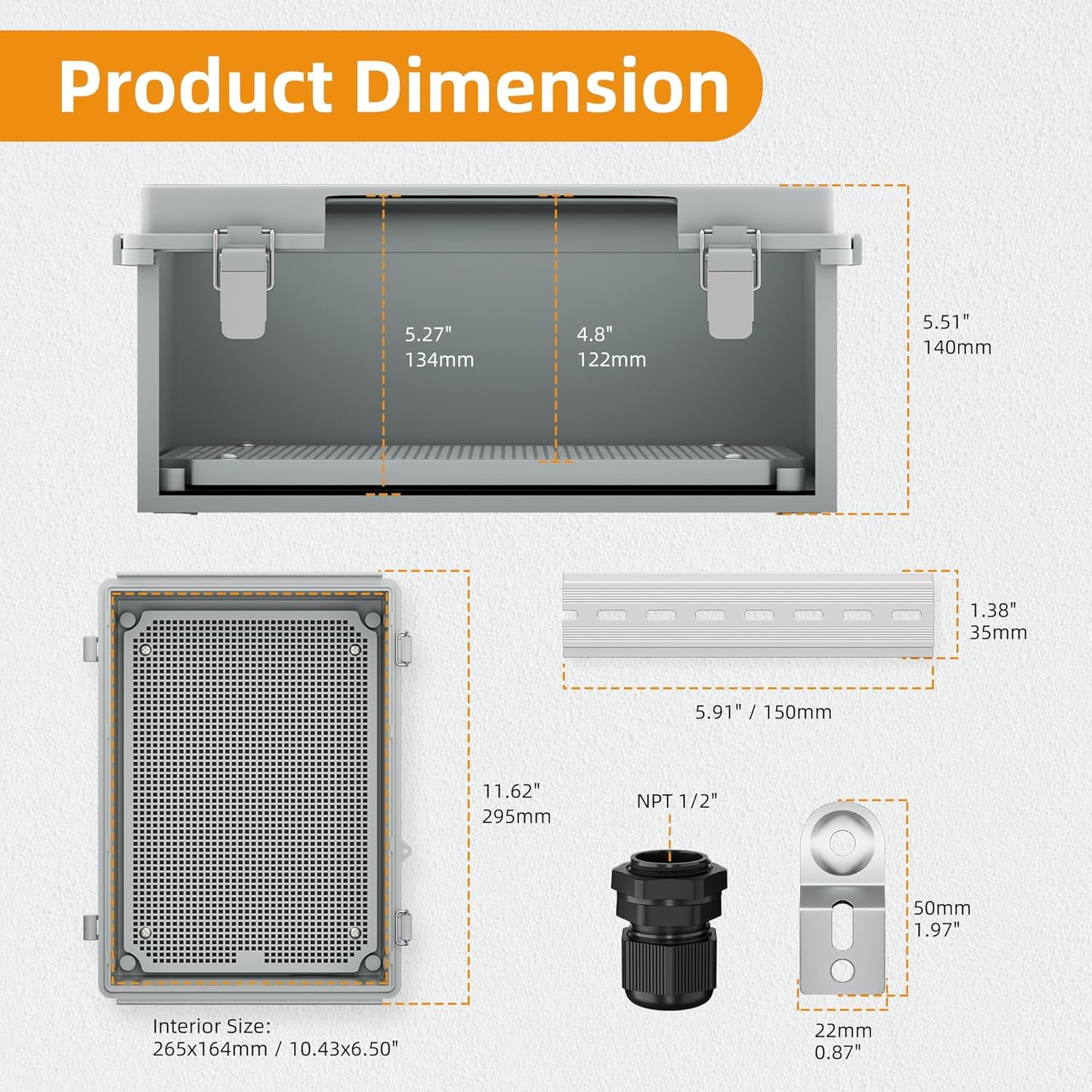 Joinfworld ABS Scatola Elettrica da Esterno IP65,Impermeabile,Scatola Derivazione Esterna per il Montaggio a Parete,11.4x7.5x5.5cm,Per Uso Industriale e Fai Da Te