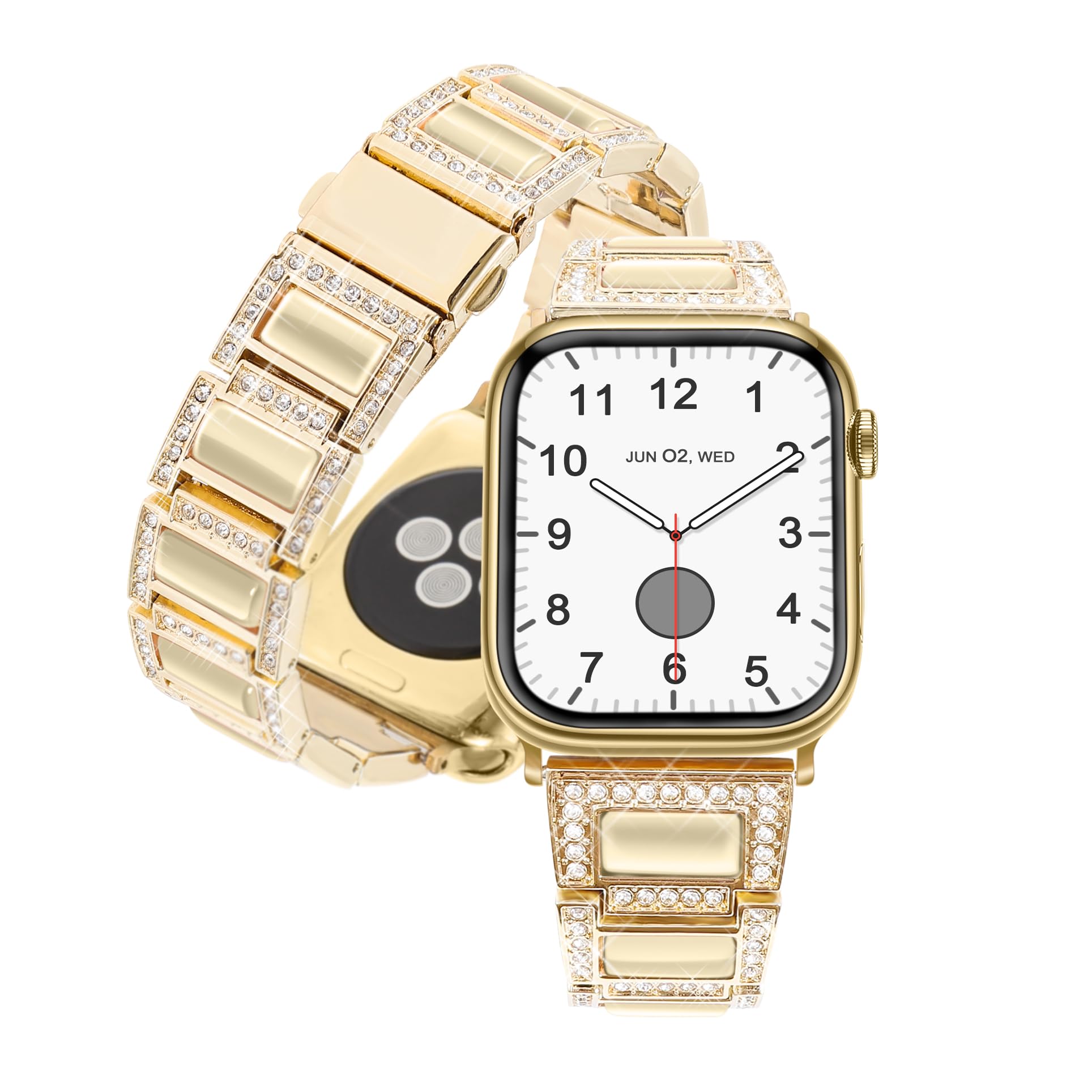 HANDODO Bling Jewelry Diamond Stainless Steel Band Women for Apple Watch Series 10 9 8 7 6 5 4 3 2 1 SE SE2 Ultra 2, 38mm 40mm 41mm 42mm 44mm 45mm 46mm 49mm Luxury Dressy Metal Strap for iWatch