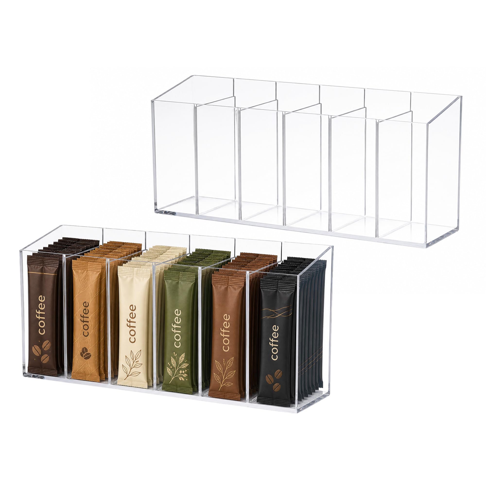 Roninkier 6 Compartments Drink Packet Organizer with 5 Removable Dividers