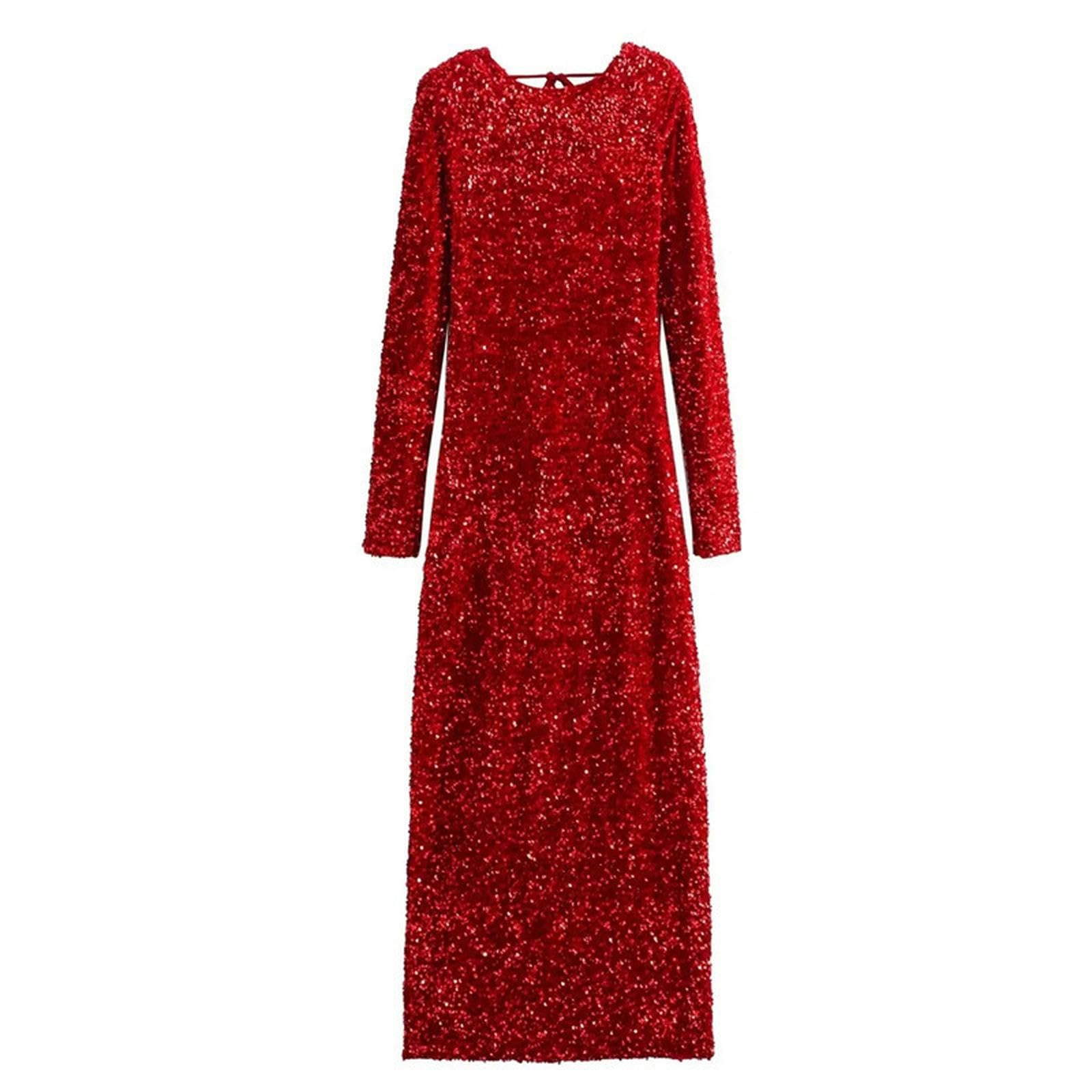 Robe de soirée à paillettes et épaulettes pour silhouette slim