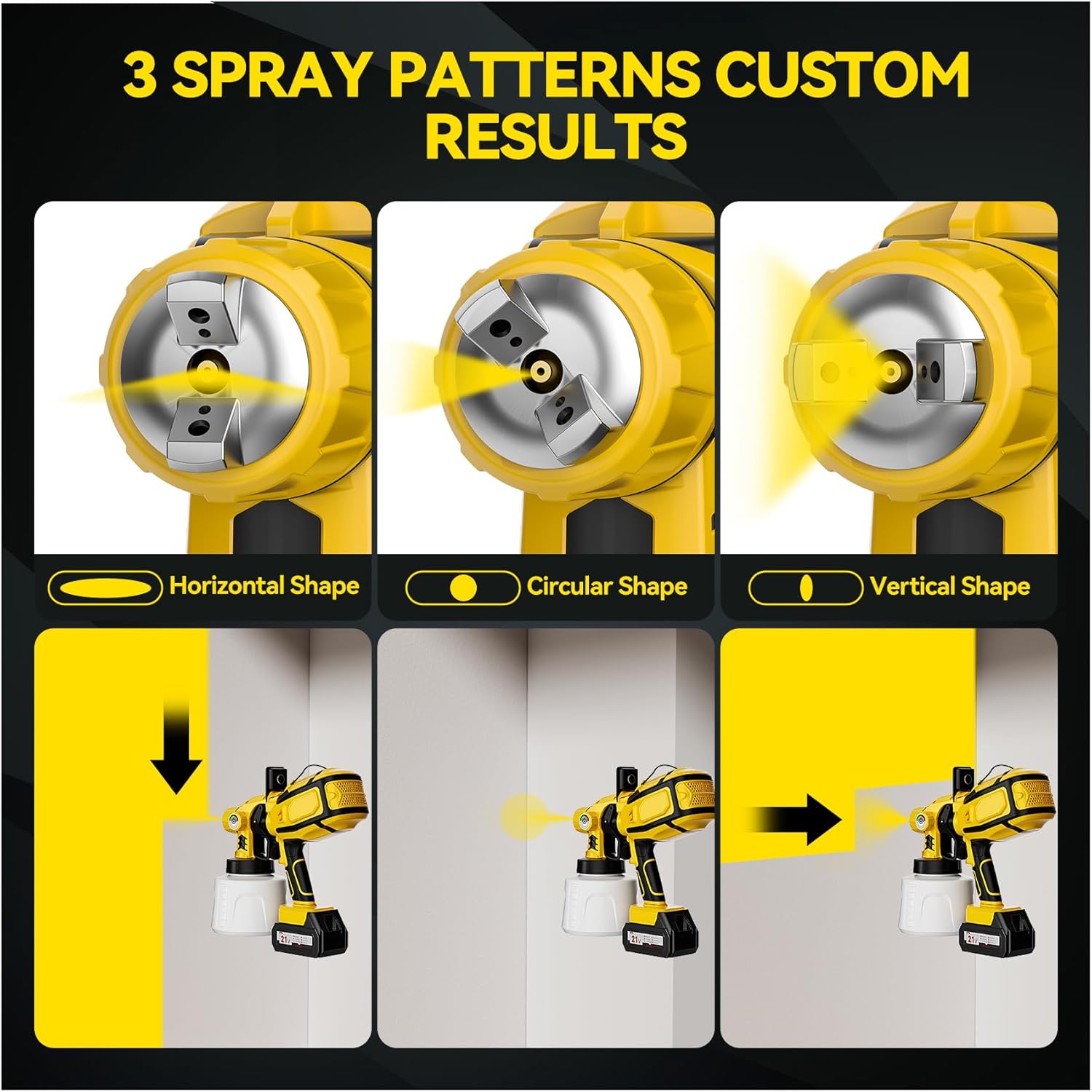 Cordless Paint Sprayer with LED Light, Compatible with DEWALT 20V Battery, Efficient Motor, 1400ml Container, 4 Brass Nozzles, Paint Gun for House, Furniture, Fence, Walls[Battery Not Included]