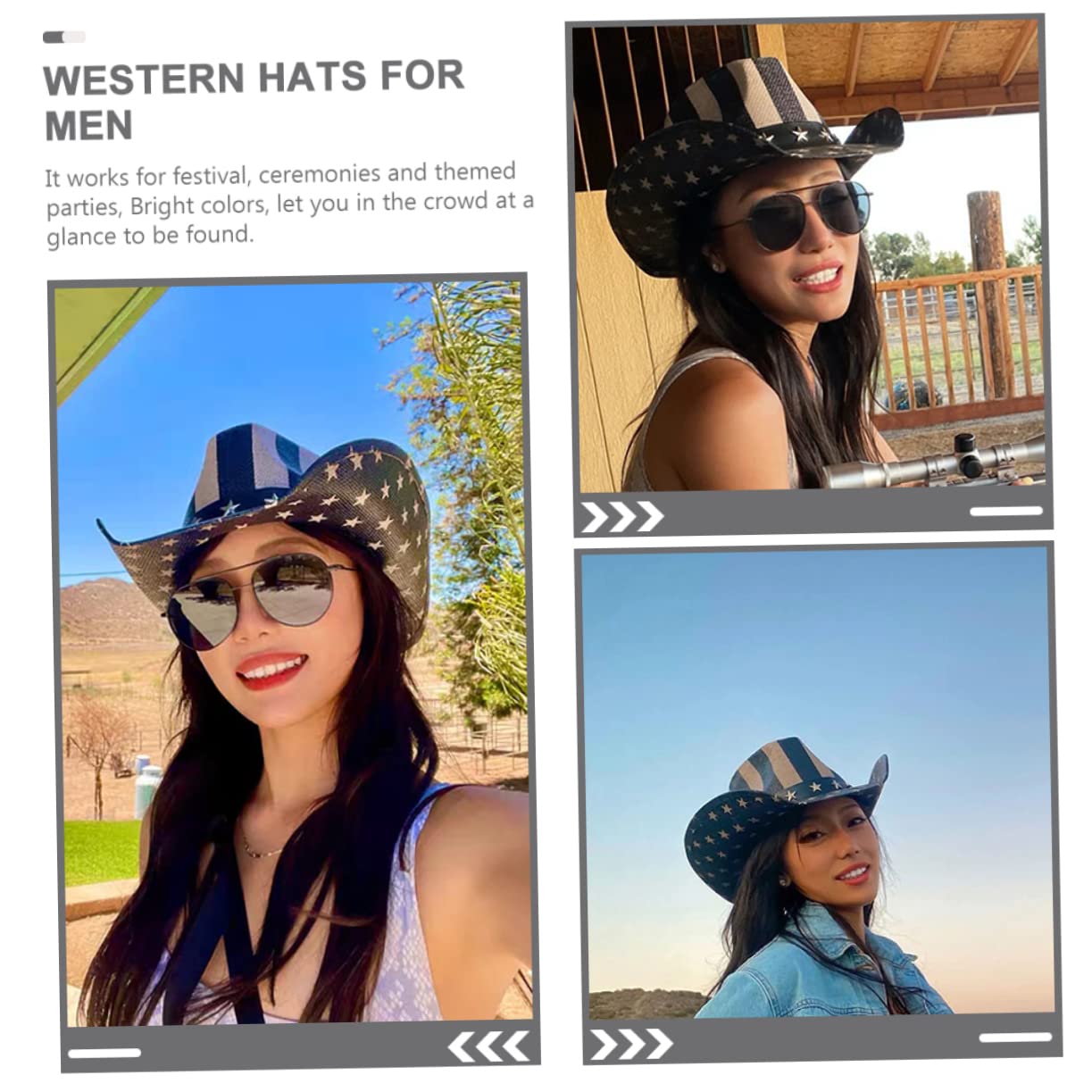 BESTYASH Classic for Men Women Durable Western Cowboy Style for Outdoor Activities Independence Day Celebrations Lightweight Easy to Match with Any Outfit Black