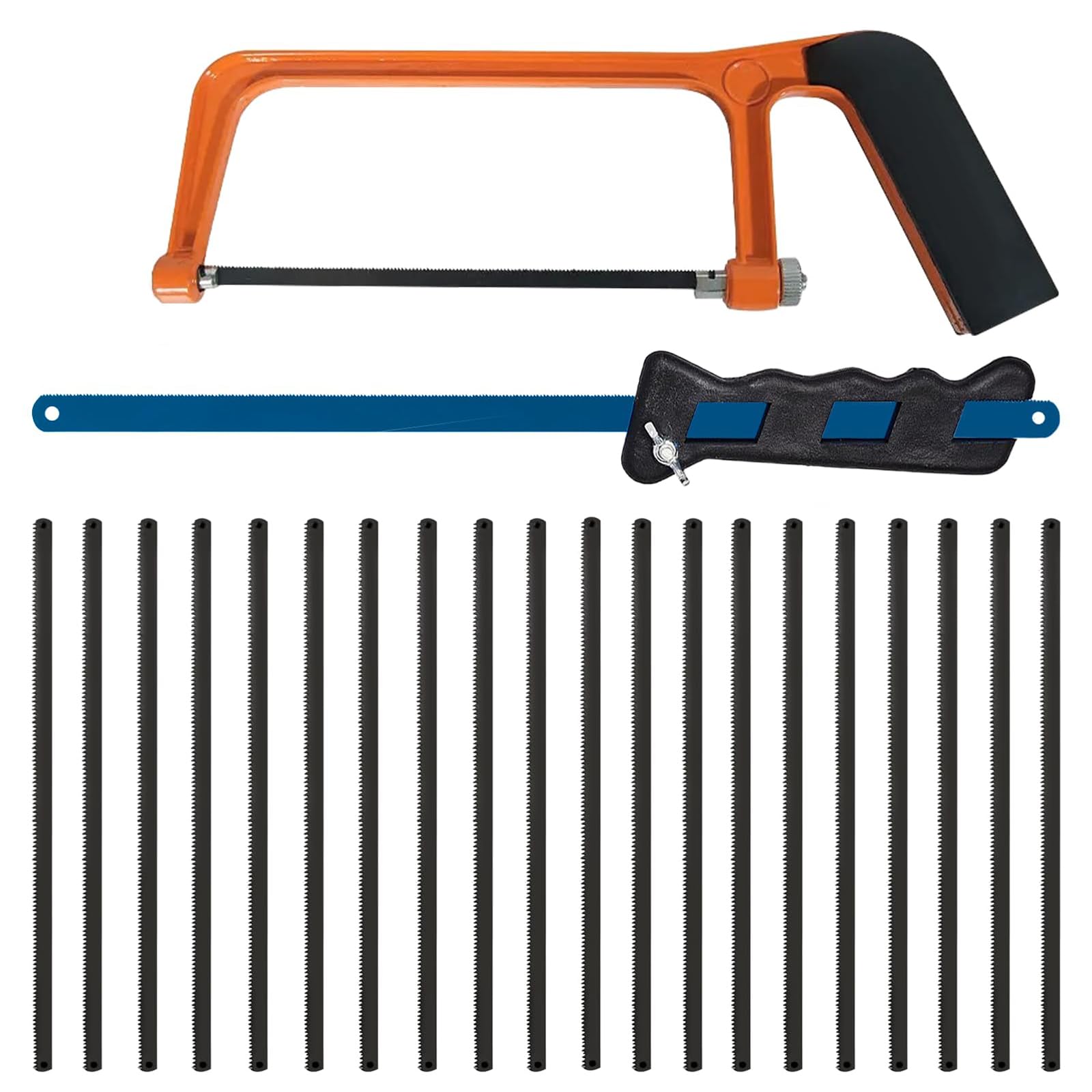 2PCS Junior Hacksaw Set, Hacksaw for Metal Cutting with 20 Replacement Blades, Small Cutting in Tool for DIY & Home Projects, Ergonomic Plastic Saw with Steel Blade
