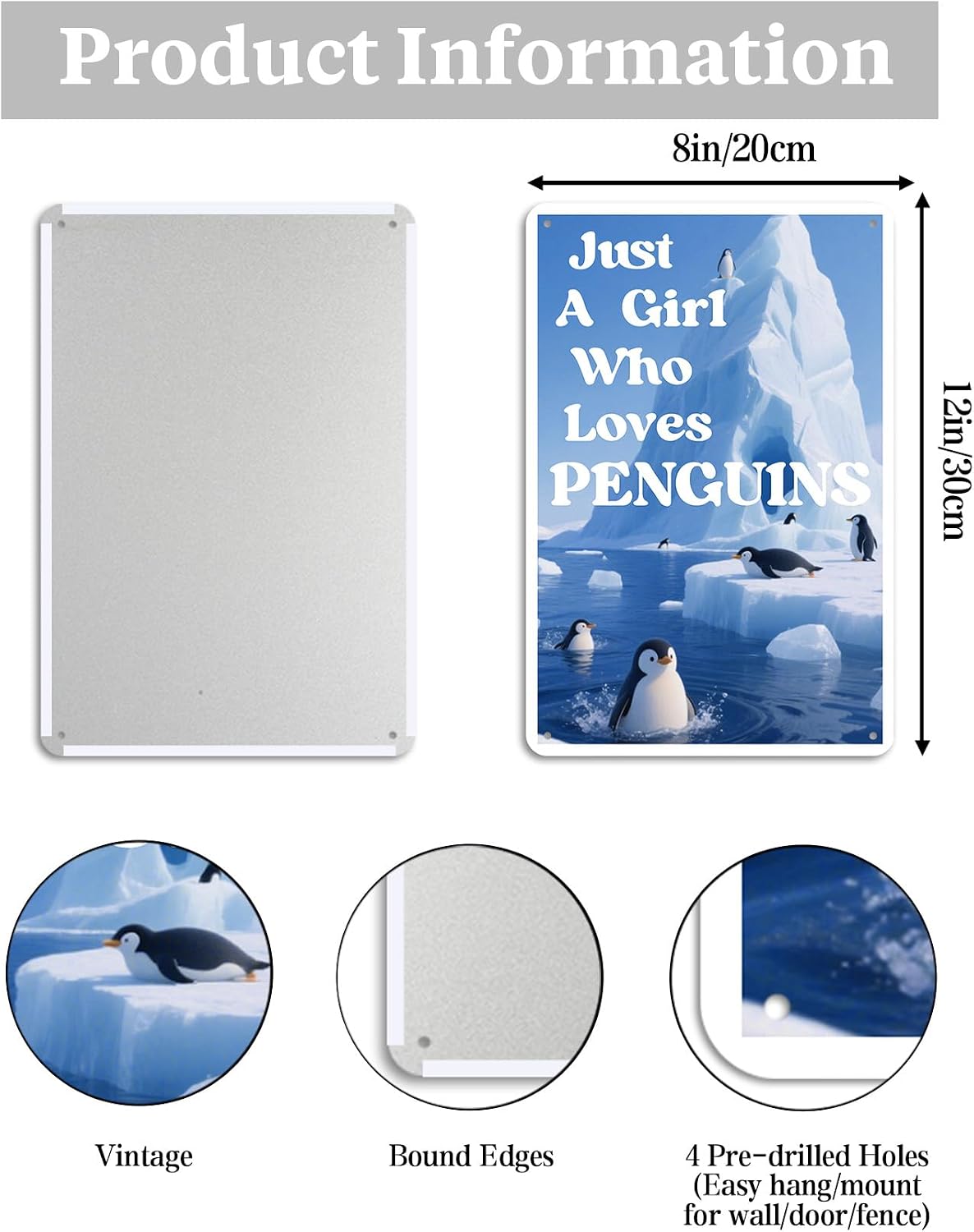 Penguin Gifts for Women Penguin lovers Gift Decor Funny Tin Sign Christmas Birthday Gifts for Girls Home Living Room Bedroom Bathroom Wall Art Poster Decorative Sign Accessories Wall Decor image 2