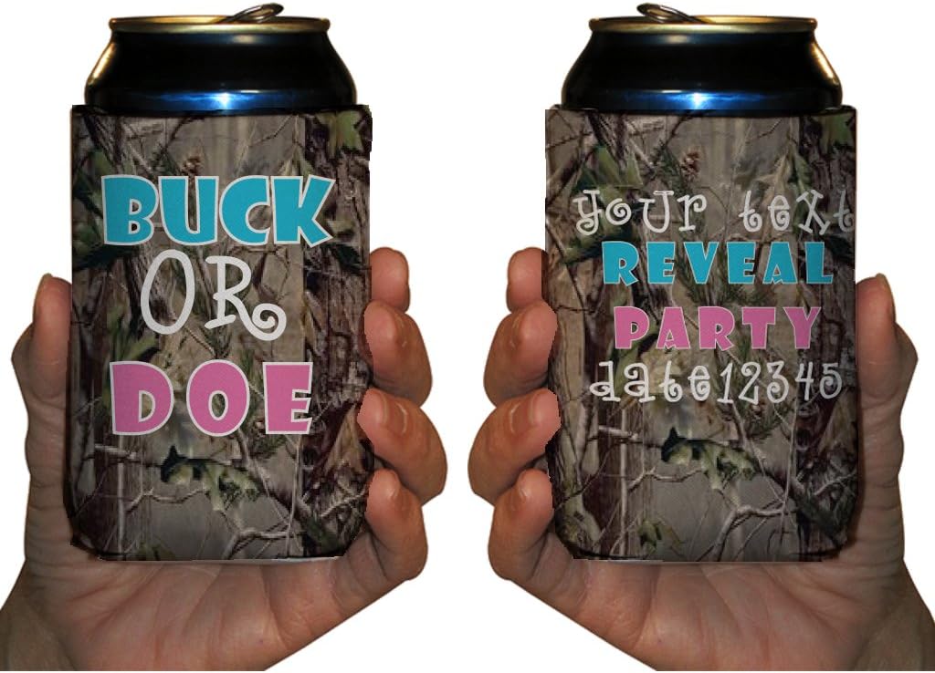 VictoryStore Can and Beverage Coolers - Custom Camouflage Gender Reveal Can Cooler, Buck or Doe