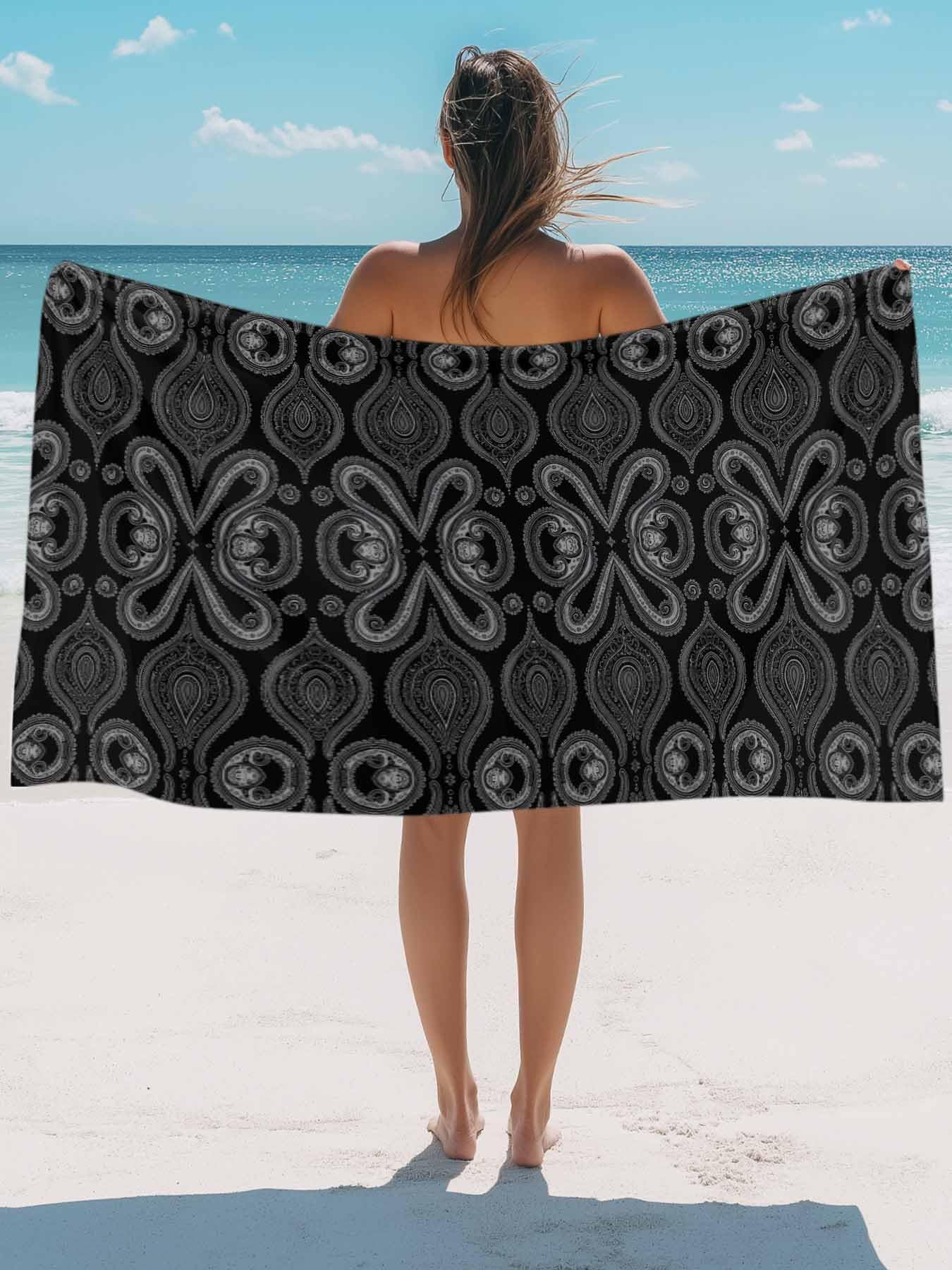 Amazon.com: Vintage Black Paisley Flower Beach Towel Towels for