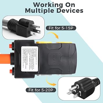 50 Amp to 20 Amp 110V RV Distribution Adapter, NEMA 14-50P to 4 X 5-20R/15R RV 4-Prong to Multiple Household Outlet w/ 20amp Circuit Breaker, 1.5FT ETL Listed RV Generator Distribution Cord