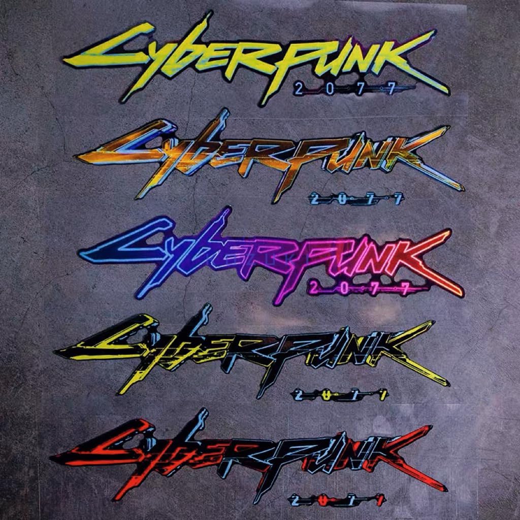 Vinyl Sticker Cyberpunk Decal Water Proof Reflective for Car & Laptop (Yellow+Black+Blue)