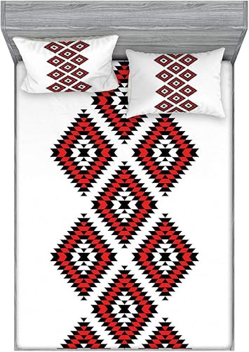 Miniatura 21 de Ambesonne Juego de sábanas bajeras y fundas de almohada, dibujos de aviones antiguos, vuelos clásicos con fechas, estilo vintage, diseño nostálgico,