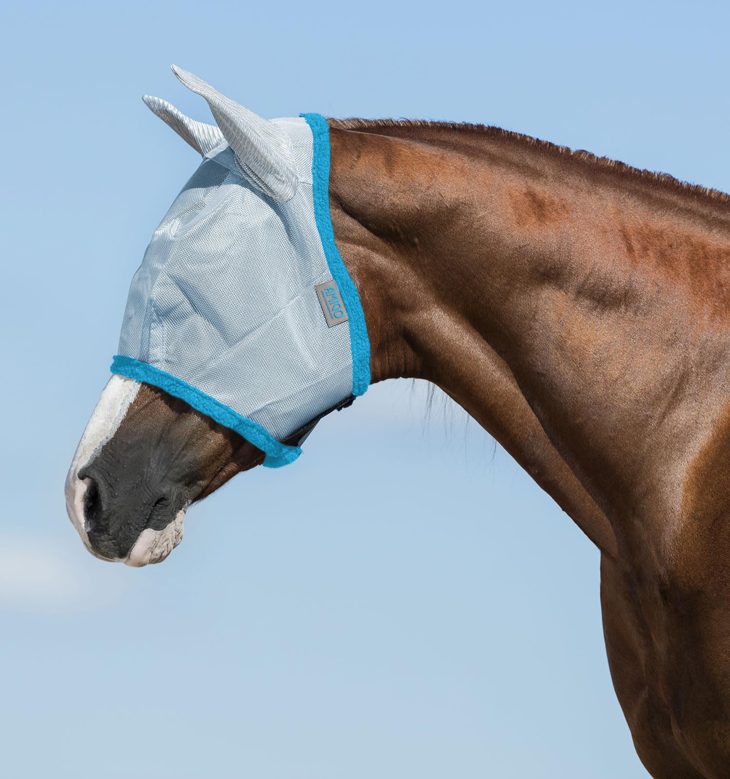 AMIGO Durable Fly Mask Cob Baby Blue Electric Blue