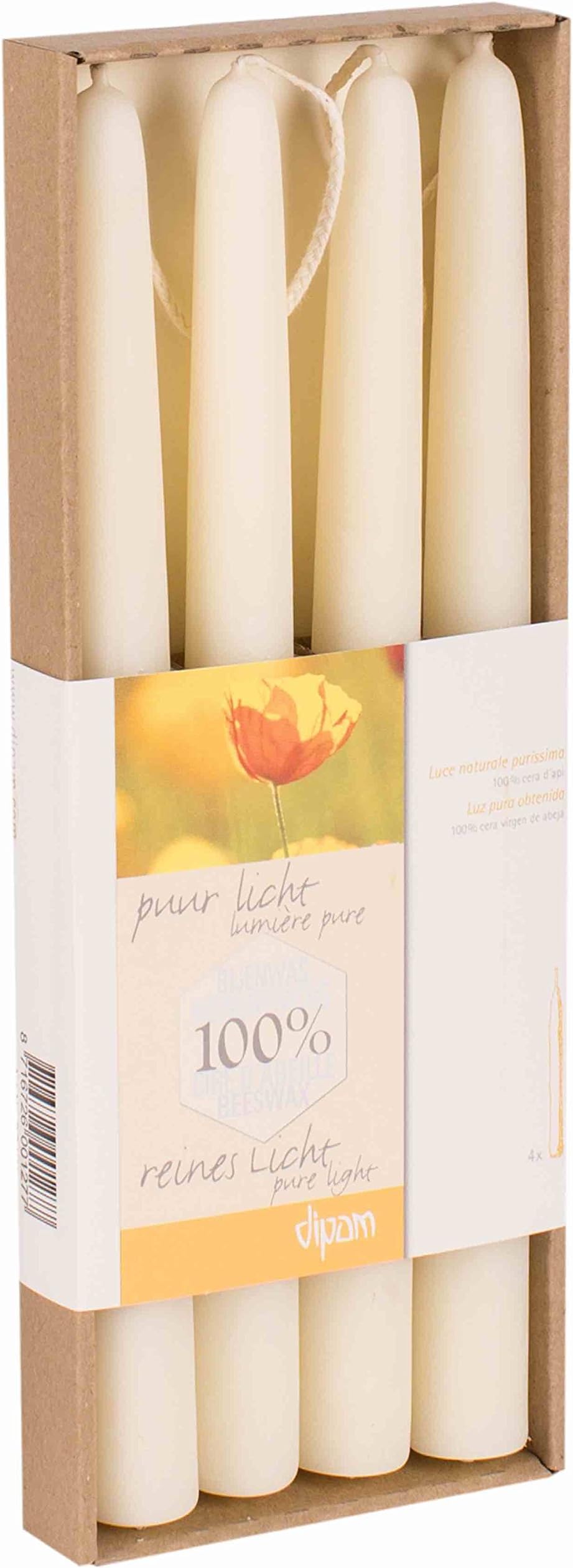 Beeswax (White) Dinner Candles In a Box (2.2 x 25cm each candle, Code: B24W)