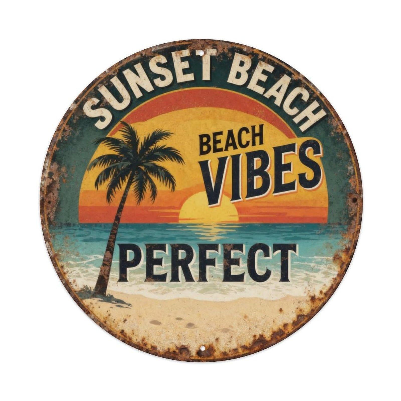 Sunset Beach Vibes Perfect Metal Tin Sign Plaque