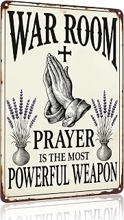 Christian Gifts Vintage Prayer is The Most Powerful Weapon Tin Sign Religious Metal Wall Art for Home Church Prayer Room War Room Office Chapel Decor 8x12 Inch (3467)