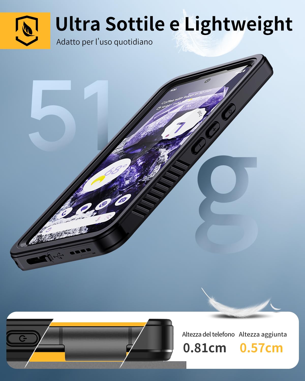Weideworld Cover Per Google Pixel 8 + 3 Vetri Temperati – Custodia Robusta In Silicone Morbido Con Trama Fibra Di Carbonio – Nero - 2