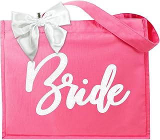 RhinestoneSash Bride Tote Bag - JUMBO SIZE 18" x 14" XL Cotton Canvas Wedding Totes - Engagement and Bridal Shower Gifts