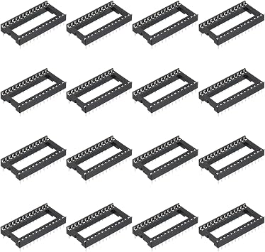 sourcing map 17Pcs DIP IC Chip Socket Adapter 15.24mm Row Pitch 28 Pin IC Assortment Kit 2.54mm/0.1" Pitch for Breadboard Project, PCB Board Design