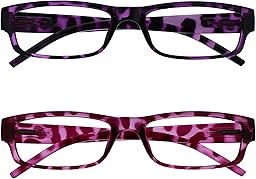 OPULIZE La Société Lunettes De Lecture Pourpre & Rose Écaille Léger Lecteurs Valeur Pack 2 Hommes Femmes RR32-54 +3,50