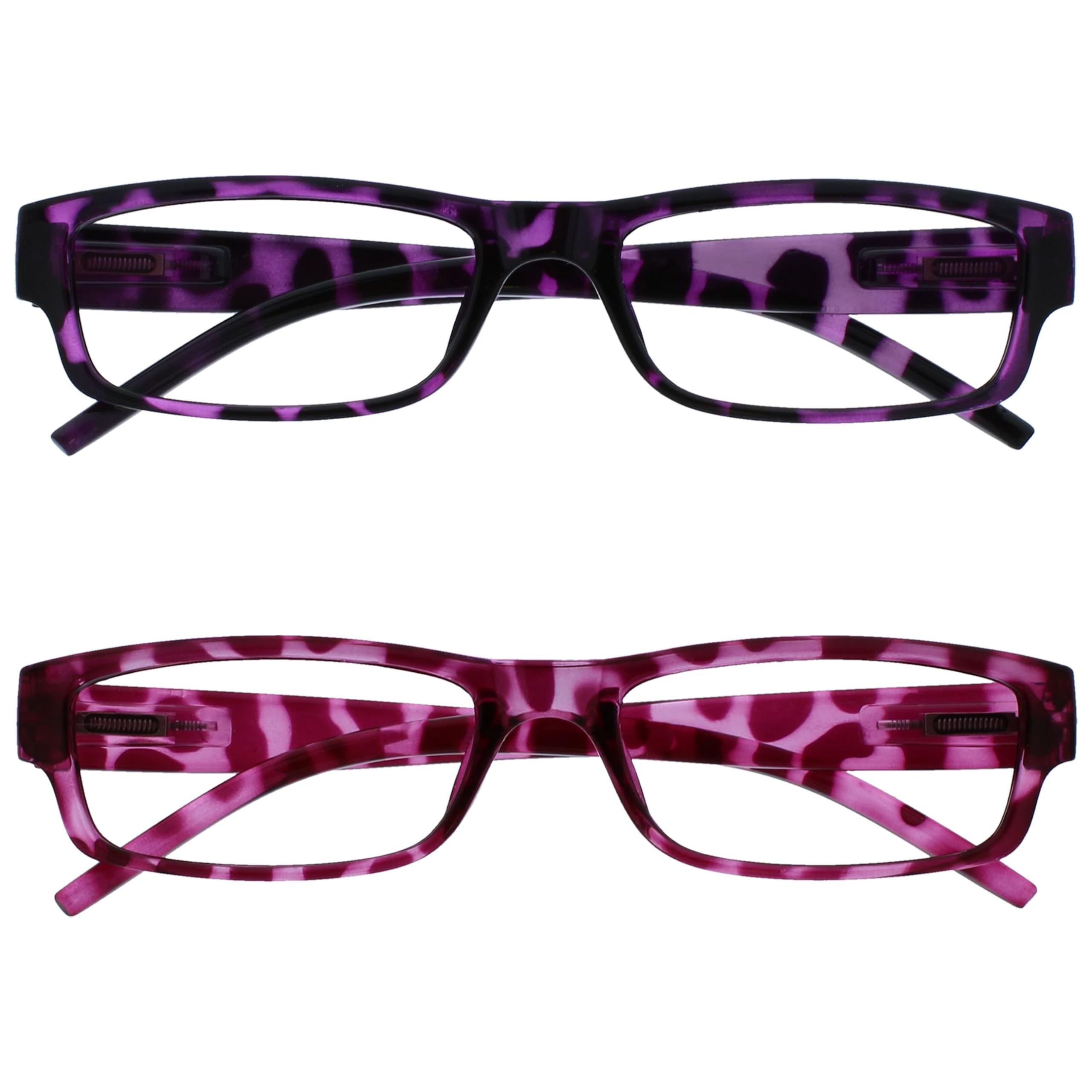 OPULIZE La Société Lunettes De Lecture Pourpre & Rose Écaille Léger Lecteurs Valeur Pack 2 Hommes Femmes RR32-54 +3,50 - 1