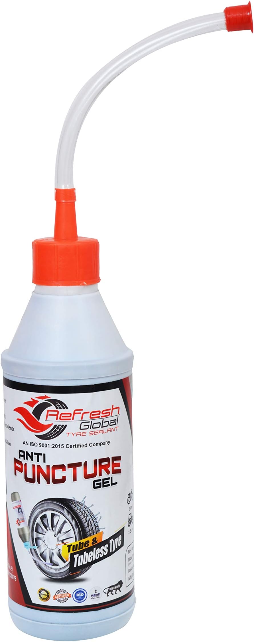 Anti Puncture Tyre sealant Gel For All Tube and Tubeless of 2-Wheelers and 4-Wheelers (300ml, Brown)