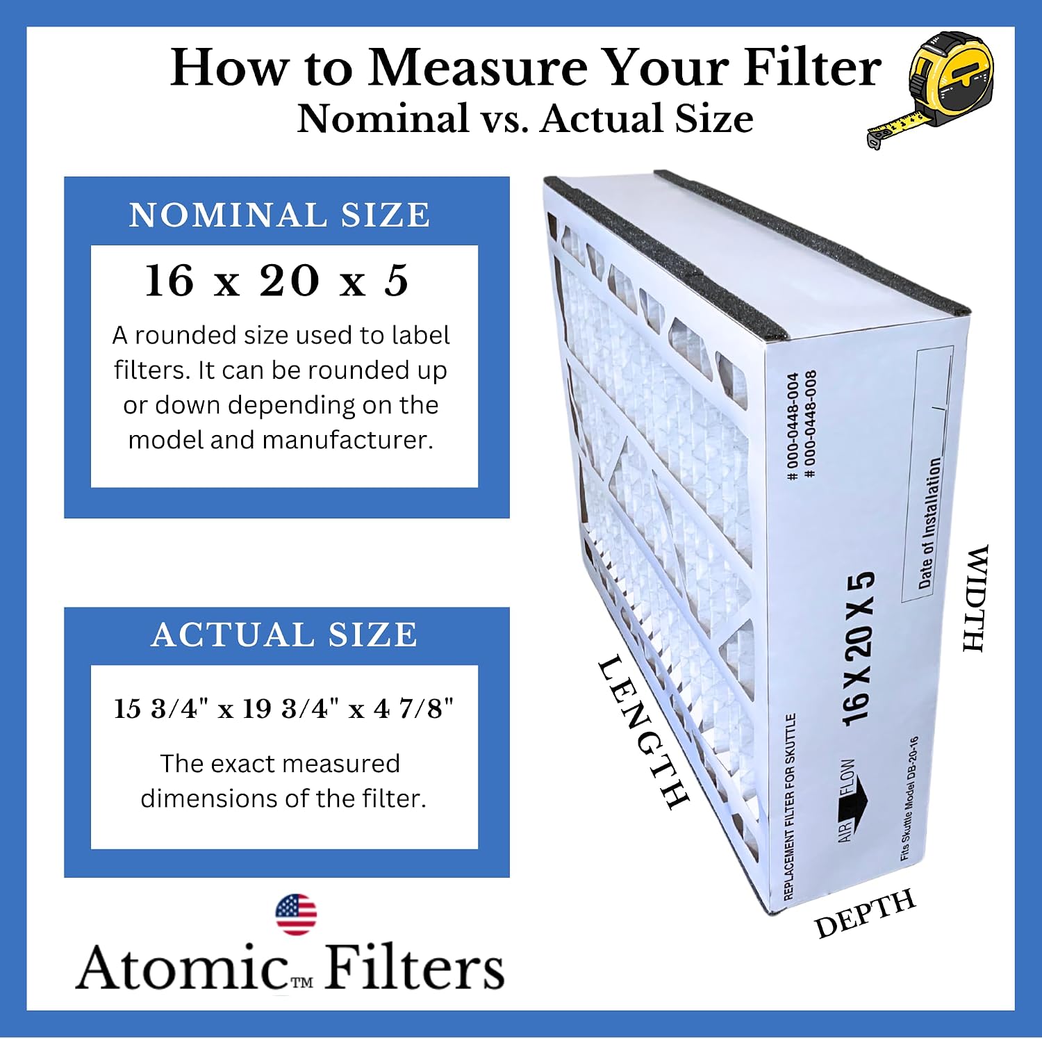 Atomic Compatible Skuttle 000-0448-004 for 20X16X5 MERV 8 Furnace Filter (2-pack)