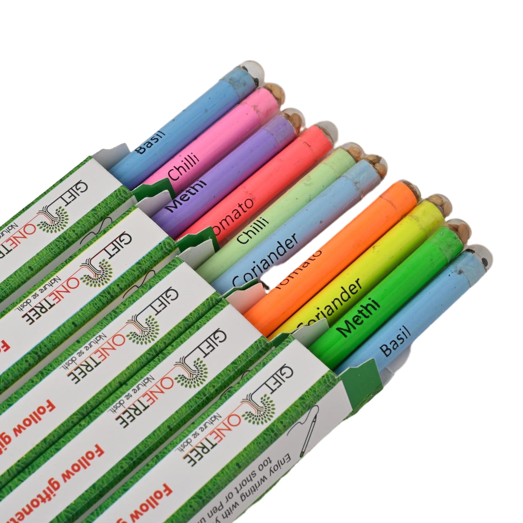 GIFTONETREE Eco Friendly Plantable Seed Pencils | Best For Distributing In School On Birthday | Return Gift (2 Neon Pencils In Box, 15, Count), Ink Color-Black