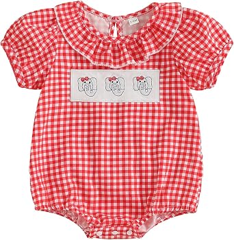 Baby Girl Football Outfit Infant Football Embroidery Bubble Romper Smocked Onesie Newborn Football Summer Clothes