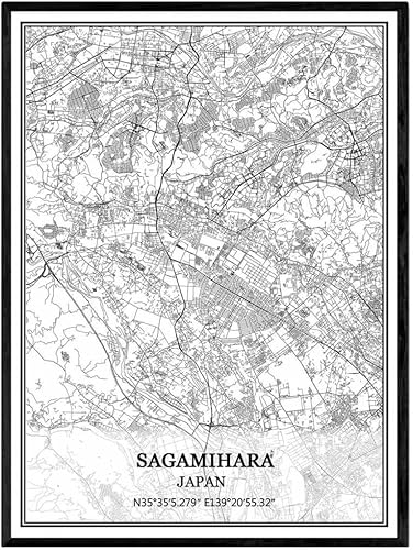Miniatura 6 de Saitama Japón Mapa Arte de la pared Lienzo Impresión Poster Arte sin marco moderno blanco y negro mapa recuerdo regalo decoración del hogar