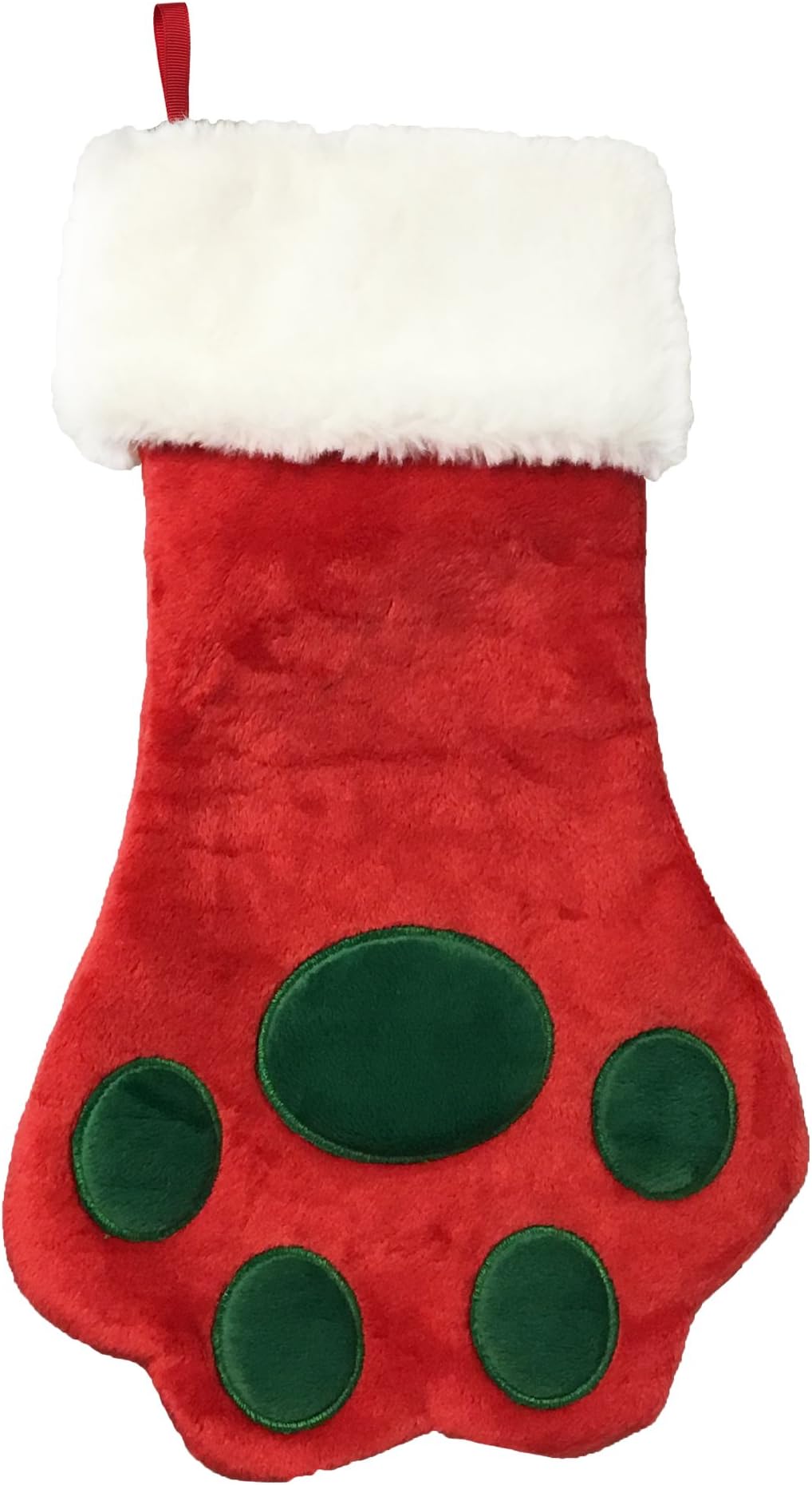 Bow & Arrow Pet Dog Christmas Stocking, Red Velvet Dog Paw Holiday Stocking for Pets