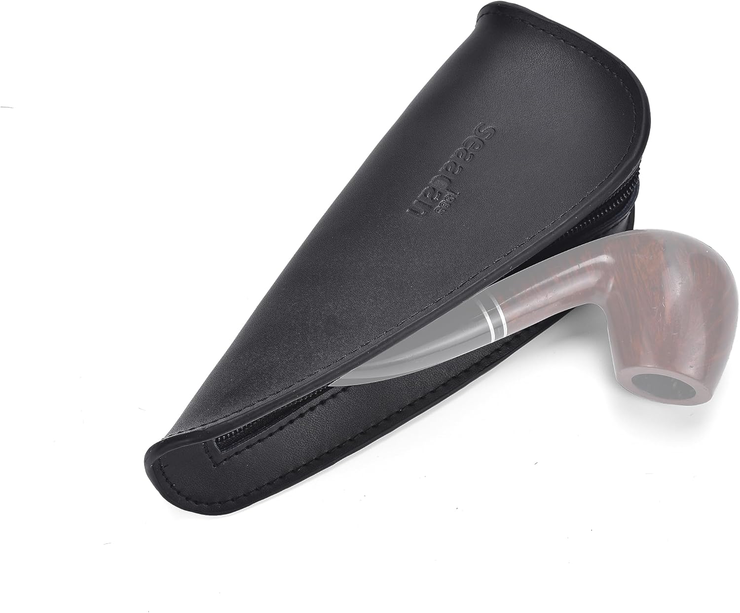 Seaadan1985 Leather Tobacco Pipe Pouch Portable Zipper