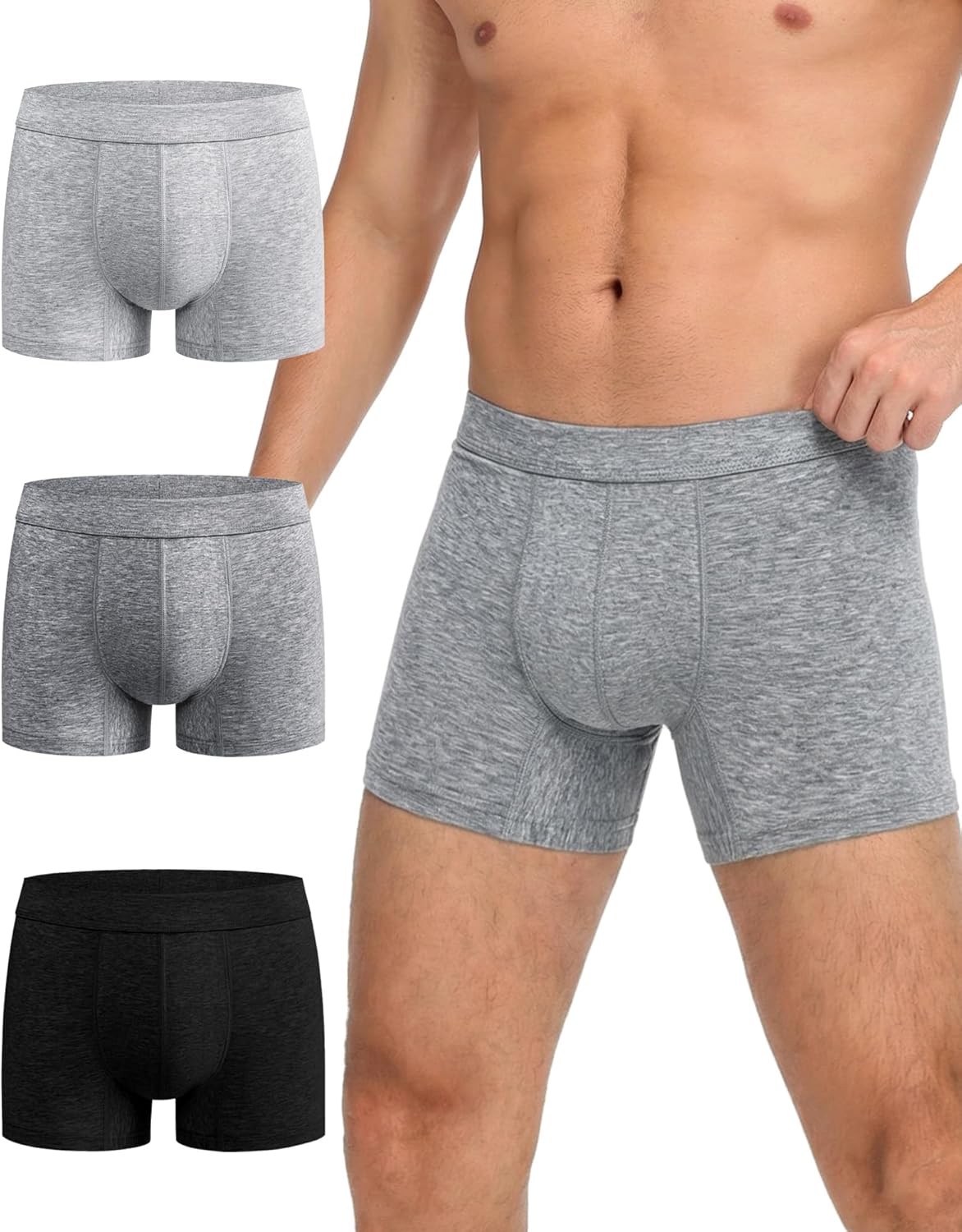 Battewa Leakproof Underwear for Men 50ML Urinary Absorbent Bladder Control Boxer Briefs Washable Reusable Incontinence Cotton Underpants for Prostate Surgery, Light Leaks 3 Pack (Large)