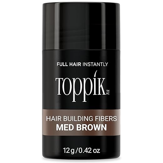 Toppik Hair Building Fibers, Medium Brown, 12g Fill In Fine or Thinning Hair Instantly Thicker, Fuller Looking Hair 9 Shades for Men & Women