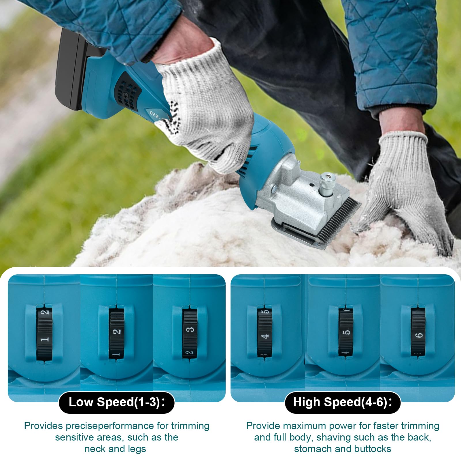 Tijeras para caballos y ovejas, compatibles con batería Makita de 18 V, motor de 2500 RPM/min, 6 velocidades, 35 mm, profesional, para todo el vello corporal (sin batería)