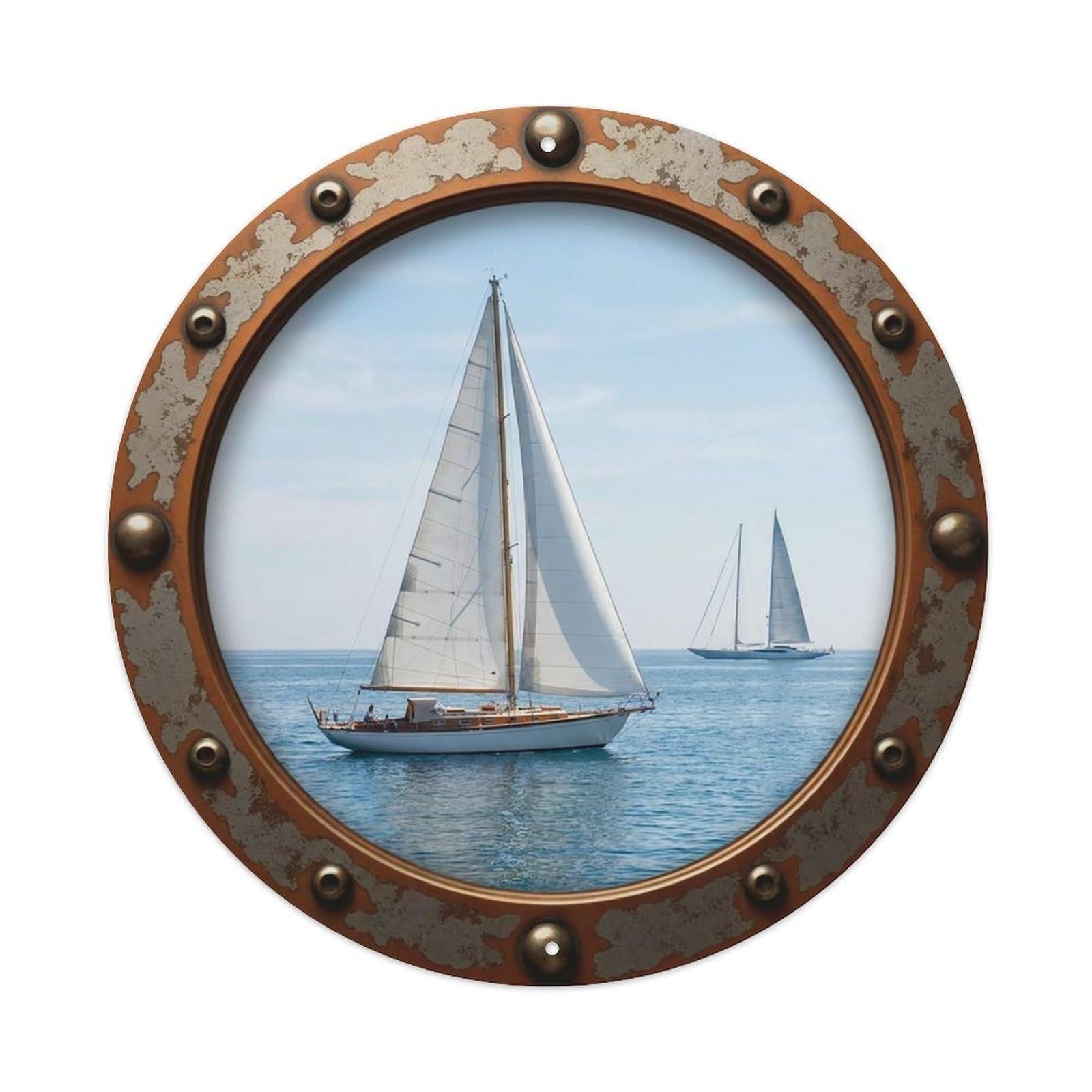 Vintage Porthole Cutter Sailing Nautical Window View Vintage Metal Tin Sign Plaque Wall Decor for Cafe, Club Bar, Office, Garden Metal Poster 8x8Inch