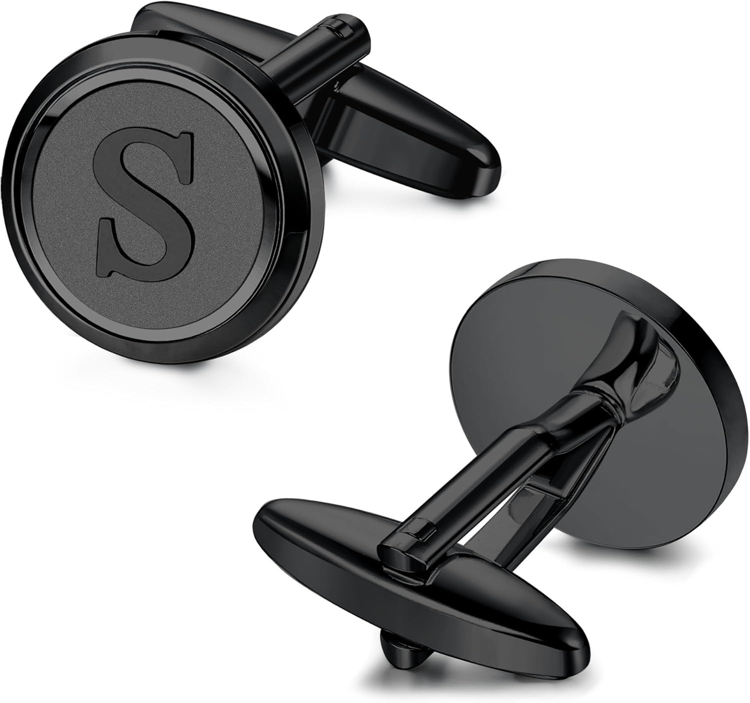 LOYALLOOK Initial Gold Cufflinks for Men Gold Cuff Links Personalized Copper CuffLinks Letter Cufflinks Gift for Groom Husband Father - Image 2