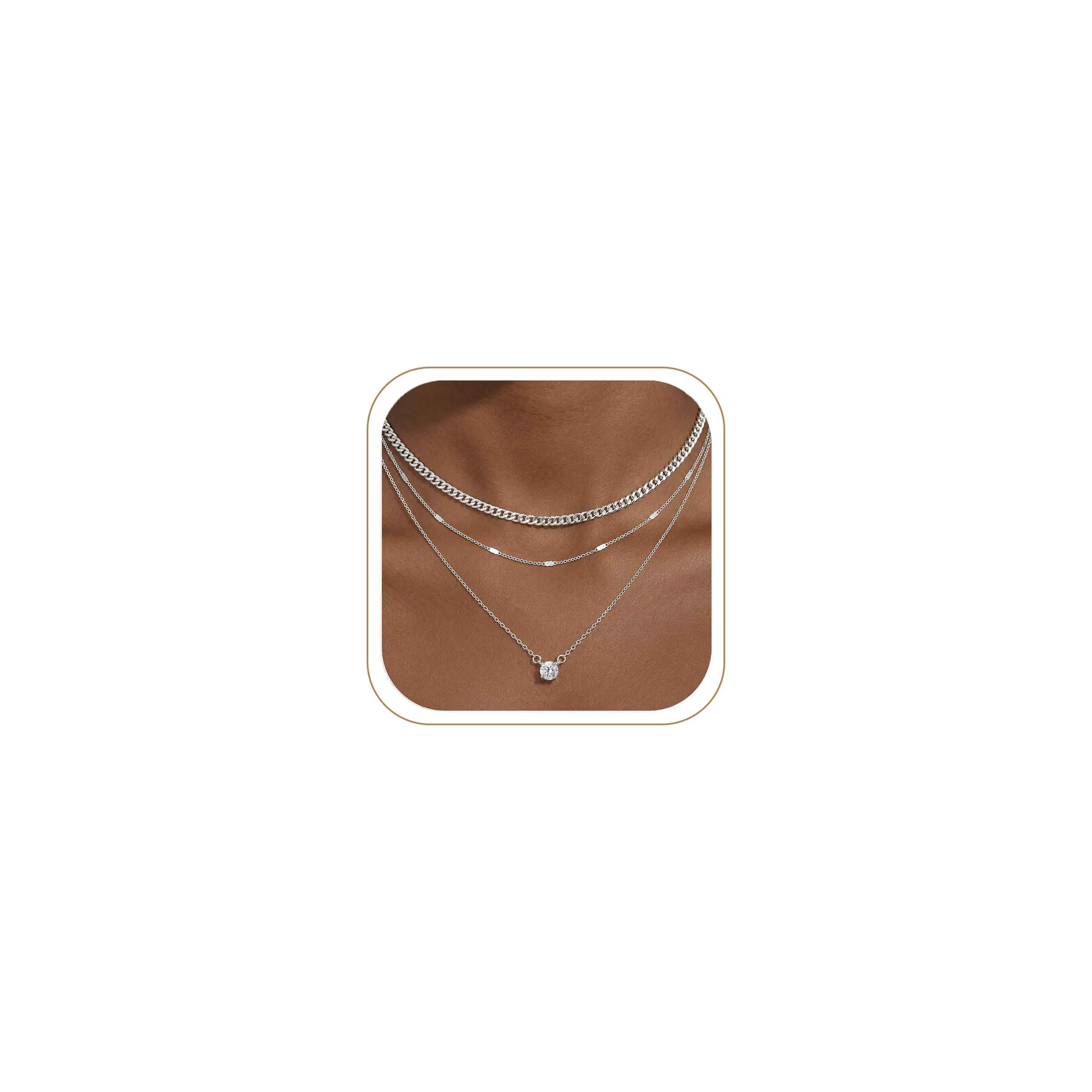 Layered Necklaces for Women Trendy, 14K Gold Silver Plated Necklace Dainty Layering Necklaces Stack Women's Necklace Jewelry Set Gifts