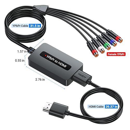 Miniatura 6 de Convertidor de componentes a HDMI, convertidor YPbPr a HDMI 1080P con conector YPbPr hembra - para conectar dispositivos retro para juegos y